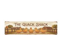 Metal Tin Sign Vintage Buff Orpington Duck Farm Scene The Quack Shack