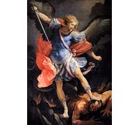 Metal Tin Sign Vintage Chic Art Decoration St. Michael The Archangel Defeating Satan Catholic Saints for Home Bar Cafe Farm Store Garage or Club 12 inches X 8 inches