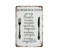 Metal Tin Sign Vintage Cocina Spanish Kitchen Print, Wall Art Home Decor Retro Funny Decorations for Home Farm Office Club Poster 8x12 Inch