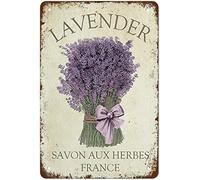 Metal Tin Sign Vintage French Lavender Wall Decor Retro Posters Hanging Plaque Home Bar Pub Cafe Farm House Nursery Living Room Cave Gift For Women Men 8x12 Inch