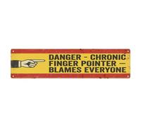 Metal Tin Sign Vintage Funny Danger Chronic Finger Pointer Warning