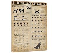 Metal Tin Sign- Vintage Funny Siberian Husky Knowledge Metal Sign - Dog Lover Gift - Farmhouse/Kennel Decor - 12x16 Inch
