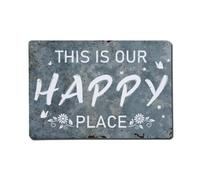 Metal Tin Sign Vintage Funny This Is Our Happy Place Daisies