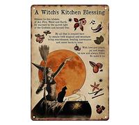 Metal Tin Sign Vintage Funny Witchery Magic Knowledge A Witches Kitchen Blessing for Home, Living Room, Cafe and Pub Wall Decor 12x8 Inches