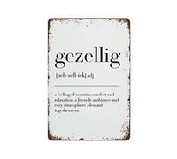 Metal Tin Sign Vintage Metal Signs Gezellig Definition Gezellig Sign Dutch Gift Vintage Tin Sign Retro Funny Metal Sign Wall Art Decoration For Home Outdoor Indoor Bar Club Door Gift5 5.5X8Inch
