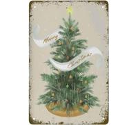 Metal Tin Sign Vintage Metal Signs Merry Christmas Sign Christmas Tree Poster Christmas Decor Vintage Wall Decor Tin Sign Funny Decorations For Home Bar Cafe Farm Room Tin Sign 12x16 Inch