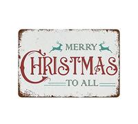 Metal Tin Sign Vintage Metal Signs Merry Christmas To All Sign Holidays Sign Christmas Sign Retro Wall Decor Tin Sign Funny Decorations For Home Cafes Office Farm Pubs Club Metal Poster 5.5x8 Inch