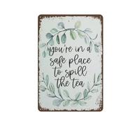 Metal Tin Sign Vintage Metal Signs Spill The Tea Sign,Therapist Gifts,Counselor Gift,Counselor Wall Art Decor Tin Sign Funny Decorations for Bar Farm Room Metal Poster Funny Signs 12"x16"