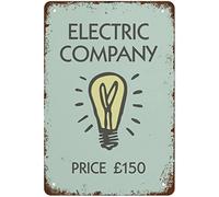 Metal Tin Sign Vintage Monopoly Inspired Electric Company Wall Decor Retro Posters Hanging Plaque Home Bathroom Bar Diner Club Pub Parlor Gift For Women Men 8x12 Inch