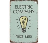 Metal Tin Sign Vintage Monopoly Inspired Electric Company Wall Decor Retro Posters Hanging Plaque Home Bathroom Bar Diner Club Pub Parlor 12x8 Inches