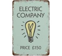 Metal Tin Sign Vintage Monopoly Inspired Electric Company Wall Decor Retro Posters Hanging Plaque Home Bathroom Bar Diner Club Pub Parlor 12x8 inches