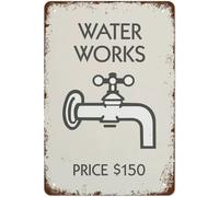 Metal Tin Sign Vintage Monopoly Inspired Water Works Wall Decor Retro Posters Hanging Plaque Home Bar Pub Cafe Farm House Nursery Living Room Cave Gift For Women Men 8x12 Inch