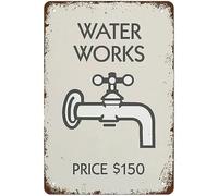 Metal Tin Sign Vintage Monopoly Inspired Water Works Wall Decor Retro Posters Hanging Plaque Home Bar Pub Cafe Farm House Nursery Living Room Cave 8x12 Inches
