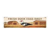 Metal Tin Sign Vintage Muscovy Duck Farm Scene Fresh Duck Eggs Daily