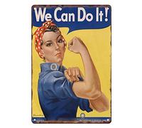 Metal Tin Sign Vintage Rosie the Riveter We Can Do It for Home, Living Room, Bedroom, Office, Hotel, Cafe and Pub Wall Decor 12x8 Inches