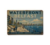 Metal Tin Sign Vintage Travel Belfast Waterfront Ireland Riverside Walk