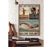 Metal Tin Sign Vintage Triathlon Challenge Your Limit Aluminum Sign Wall Decor Shed Garage Man Cave Kitchen 12 X 8 Inch