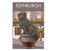 Metal Tin Sign Vintage Wall Plaque Poster Edinburgh Greyfriars Bobby Statue Kitchen Bar Novelty Gift Aluminium Metal Tin Wall Décor Sign 30x40CM