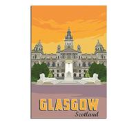 Metal Tin Sign Vintage Wall Plaque Poster Glasgow Scotland Skyline Kitchen Bar Novelty Gift Aluminium Metal Tin Wall Décor Sign 20x30CM