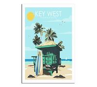 Metal Tin Sign Vintage Wall Plaque Poster Key West Florida Keys Beach Kitchen Bar Novelty Gift Aluminium Metal Tin Wall Décor Sign 30x30CM