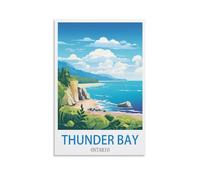 Metal Tin Sign Vintage Wall Plaque Poster Thunder Bay Ontario Kitchen Bar Novelty Gift Aluminium Metal Tin Wall Décor Sign 30x30cm