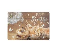 Metal Tin Sign Wall Art Prints, Cute Little Yorkshire Terrier, Dandelion, Just Breath Yorkshire Landscape Wall Art Artwork Home Decor for Bedroom 8x12 Inch