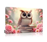 Metal Tin Sign Wall Decor Charming Owl With Books And Flowers Tin Sign Personalized Bar Signs Funny Bedroom Decor(30X40CM)