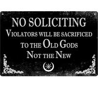 Metal Tin Sign Wall Decor No Soliciting Sign Gothic Decor For Kitchen Home House Office Man Cave No Soliciting Sign for House Front Door 8x12 in