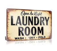 Metal Tin Sign Wall Decor Open Laundry Room: Wash, Dry, Fold Tin Sign Personalized Bar Signs Funny Bedroom Decor(30X40CM)