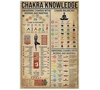 Metal Tin Sign Wall Decor Vintage Chakra Knowledge Printing Poster Home Bar Cafe Living Room Kitchen Garage Bathroom Garage Sign Wall Art Sign 12" X 16"