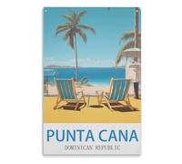 Metal Tin Sign Wall Sign Vintage Tin Painting Retro Plaque Girl's Room Bedroom Wall Art Poster Old Punta Cana Dominican Republic30x40cm(12x16 Zoll) A619