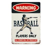 Metal Tin Sign Warning Baseball Players Only Vintage Metal Signs Retro Aluminum Tin Sign for Washroom Garden Door Home Bar Cafe Decor 8x12 Inches