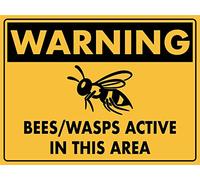 Metal Tin Sign Warning Bees Wasps Active In This Area Sign Caution Danger Safety Security Warning Notice Signs Indoor/Outdoor Use 8 X 12 Inch
