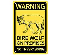 Metal Tin Sign Warning Dire Wolf on Premises Black Vintage Hot Rod Wall Sticker Home Decor House Office Garage Iron Paintings 8"x12"