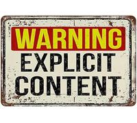 Metal Tin Sign Warning Explicit Content Retro Wall Sign Elegant Metal Poster Vintage Wall Poster For Bathroom Cafe Kitchen S