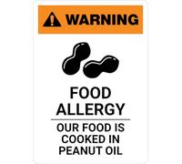 Metal Tin Sign Warning: Food Allergy Our Food Is Cooked In Peanut Oil With Icon Portrait Facility Danger Warning Wall Sign Funny Wall Poster Vintage Metal Signs For Kitchen Cafe Restaurant M