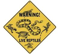 Metal Tin Sign Warning Live Reptiles Sign Snake Lizard Turtle Sign 12x12 inches