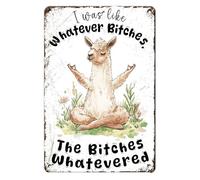 Metal Tin Sign Whatever Bitches The Bitches Whatevered Sheep Vintage For Home Outdoor Indoor Office Bar Yard Decor 12x8 Inch