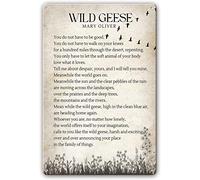Metal Tin Sign Wild Geese Poem by Mary Oliver Inspirational Quotes Poster Kitchen Wall Decorations Prints Pics Decorative Pictures for Office Modern Art Living Room Decor 8x12 Inch