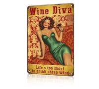 Metal Tin Sign Wine Diva Life'S Too Short To Drink Cheap Wine Rerto Tin Sign Vintage Alumium Sign Vintage Decor Funny Signsretro Sign For Home Bar Office Outdoor Wall Decor 12X16Inch