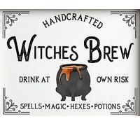 Metal Tin Sign Witches Brew Halloween Sign Halloween Decor Halloween Fall Decor Halloween Wall Art Witch Wall Art Metal Tin Signs Vintage 8x12 Inch