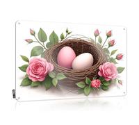 Metal Tin Sign With Highland Funny Decor Folded Edge - Bathroom Rules Wall-mounted Vintage Star Wall | Dark Humor & Easter Eggs In A Nest Roses.(30X40CM)