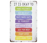 Metal Tin Sign with Positive Affirmations "It's Okay to Not Be Okay"