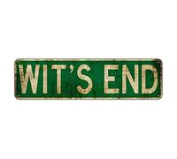 Metal Tin Sign Wit'S End sign Retro Aluminum Metal Sign for Street Home Office Garden Decor 4x16 Inch
