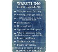 Metal Tin Sign Wrestling Life Lessons Funny Wrestler Wall Poster Vintage Wall Sign Funny Metal Signs For Kitchen Garage Cafe S
