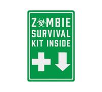 Metal Tin Sign Zombie Survival Kit Inside Green Arrow Wall Sign Vintage Wall Poster Novelty Metal Signs For Bathroom Home Kitchen 20X30CM