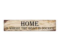 Metal Tin Signage Home is Where the Boat is Docked Poster Plaque for School Education Bar Cafe Club Home Kitchen Wall Decoration 4x16 Inch