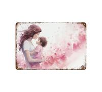 Metal Tin Signs A Mother And Child Gazing Into Each Other'S Eyes Set Against A Soft Pink Watercolor Wall Signs Perfect Iron Painting Decor Iron Sign For Front Door Porch Wall M