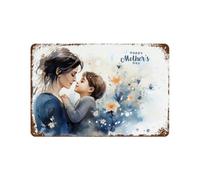 Metal Tin Signs A Watercolor - Inspired Portrait Of A Mother And Child Gazing Into Each Other'S Eyes Iron Sign Man Cave Metal Tin Sign Garage Plaque Poster For Patio Workshop Porch S