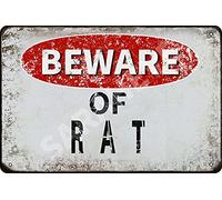 Metal Tin Signs Beware of Rat Tin Metal Signs Plaque Aesthetic Room Decor for Bar Pub Garden Shop M